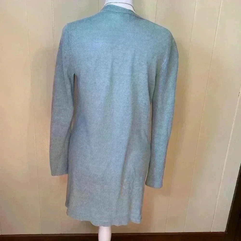 J Jill Linen/Viscose Blend Open Front Cardigan, Size XS in Sea Glass Blue/Green. - Picture 3 of 10